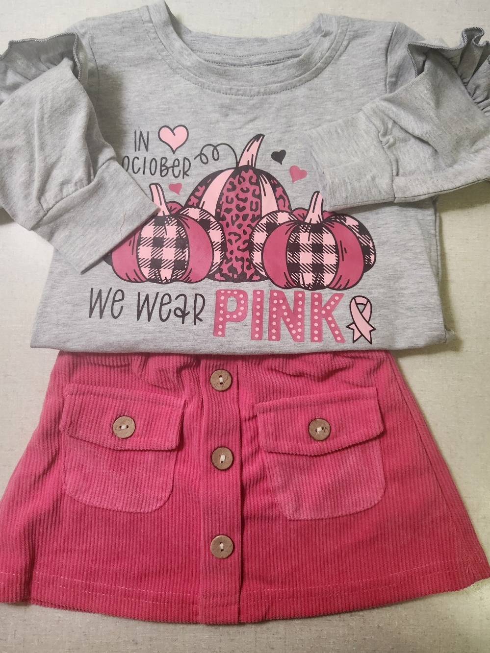 Girls Pink & Gray Matching Set, S-2, NWOT
